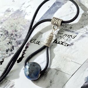 5 For $25💫Bermuda Blue Ceramic Bead Pendant Necklace